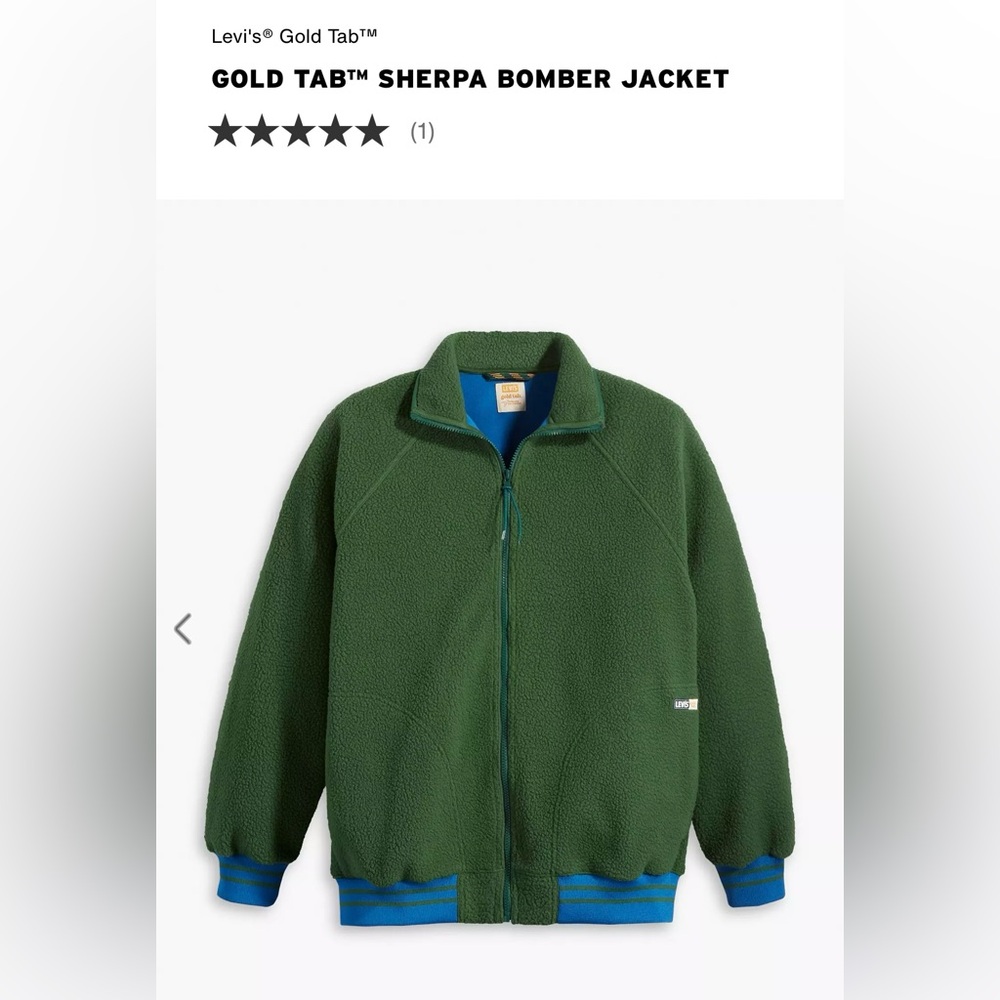 Levi's Gold Tab Green Sherpa Bomber Jacket Size XL